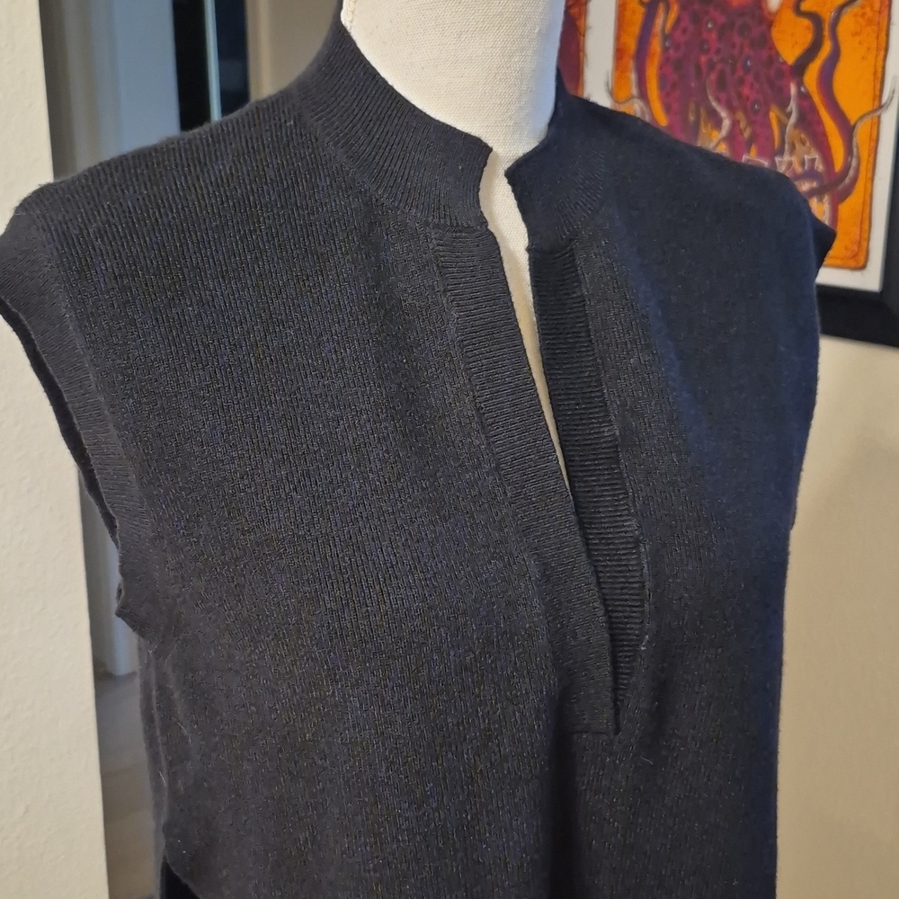 Industry Long Knited Sleeveless Extra Long Double Side Slit Dress Vneck NWT - Picture 8 of 9